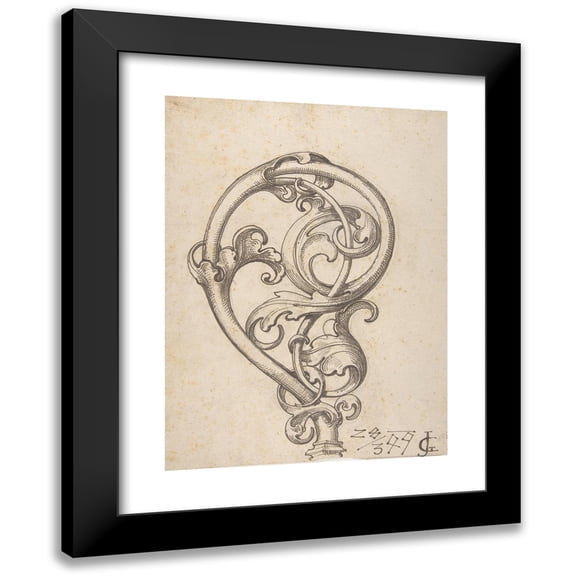 J. Gruenwald 11x14 Black Modern Framed Museum Art Print Titled - Gothic Leaf Scroll (1899)