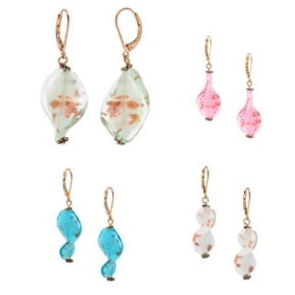 J&H Designs 3312-EP4 Set of 4 Twisted Glass Bead Lever Back Earrings