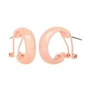 J&H Designs 3681-EP-RG Rose Goldtone Hoop Omega-clasp Earrings
