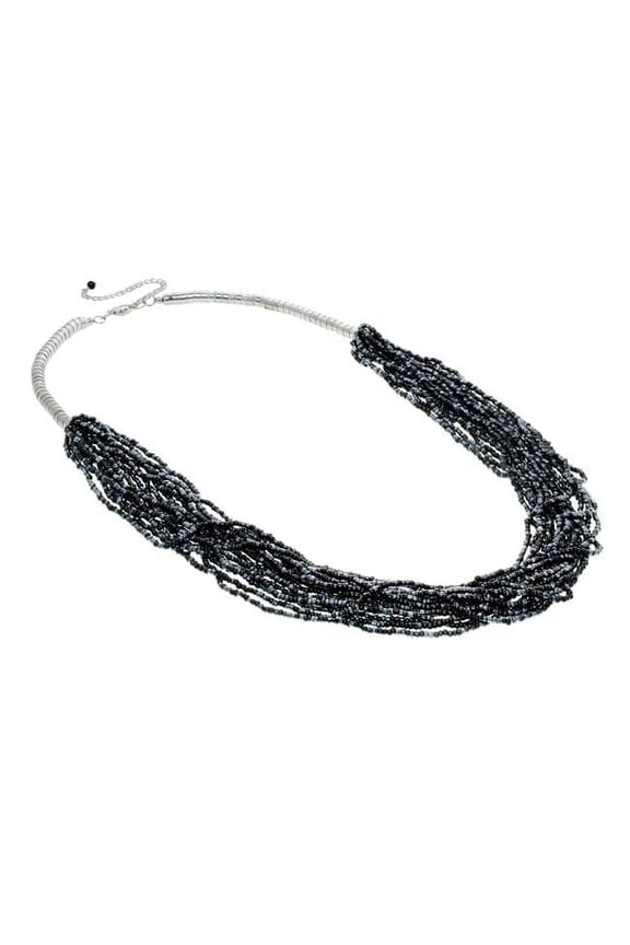 J&H Designs 4975-N Antiqued Rhodium-plated Mutli-strand Seed Bead Necklace