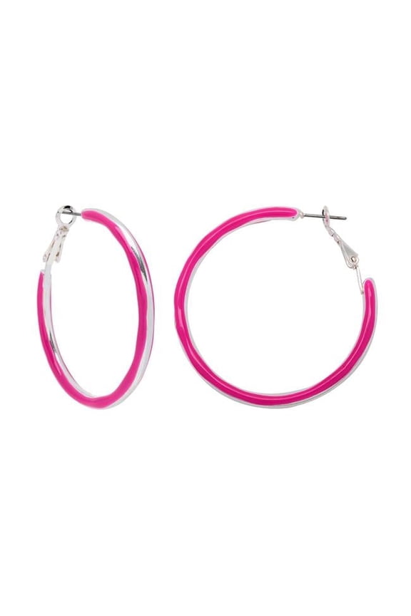 J&H Designs 7314-EP-Fuschia Epoxy 2-sided Hoop Earrings