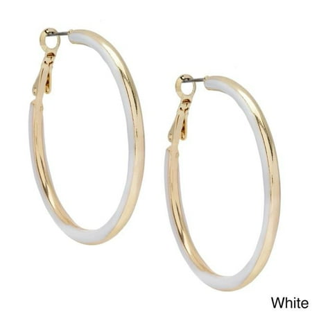 J&H Designs 7314-EP-White Epoxy 2-sided Hoop Earrings