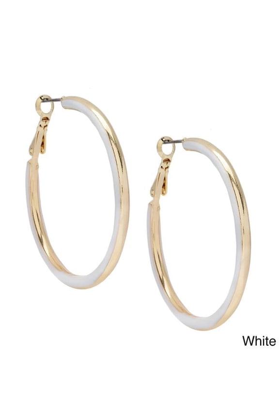 J&H Designs 7314-EP-White Epoxy 2-sided Hoop Earrings