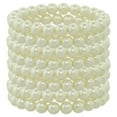 thumbnail image 1 of J&H Designs 807-BR-Ivory Ivory and Black Glass Pearl Stretch Bracelet Set, 1 of 5