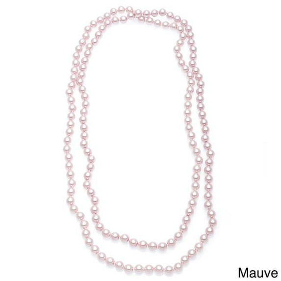 J&H Designs 854-N-Mauve Hand-knotted Endless 54-inch Glass Pearl Necklace (8-9 mm)