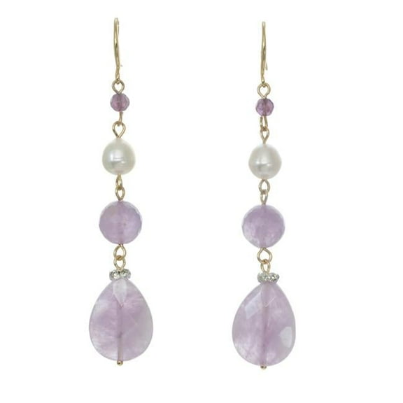 J&H Designs JHE9784-Lav Mixed Gemstone Linear Drop Earrings