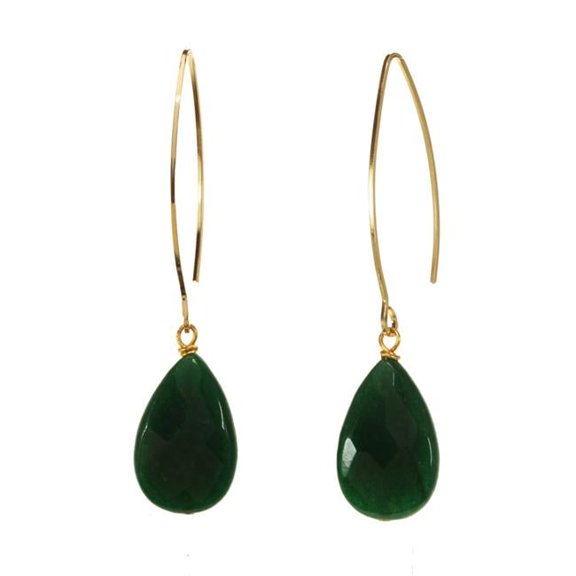 J&H Designs JHE9798-Dyed Gr Jade J&H Designs Gemstone Teardrop Earrings