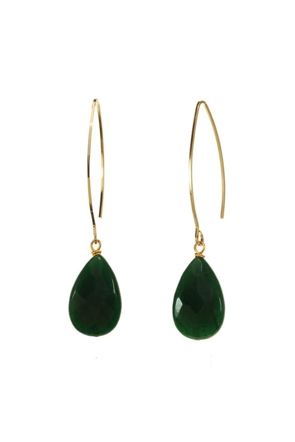 J&H Designs JHE9798-Dyed Gr Jade J&H Designs Gemstone Teardrop Earrings
