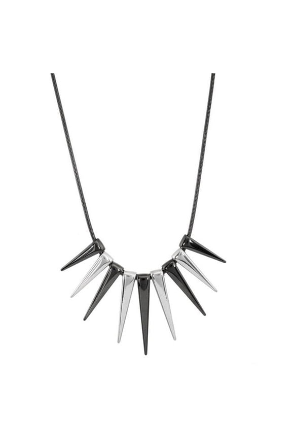 J&H Designs JHN9237_Hematite Two-Tone Spike Necklace