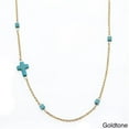 thumbnail image 1 of J&H Designs K321/N/Gold Goldtone or Silvertone Created Turquoise Sideways Cross Necklace, 1 of 7