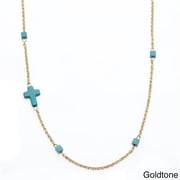 J&H Designs K321/N/Gold Goldtone or Silvertone Created Turquoise Sideways Cross Necklace