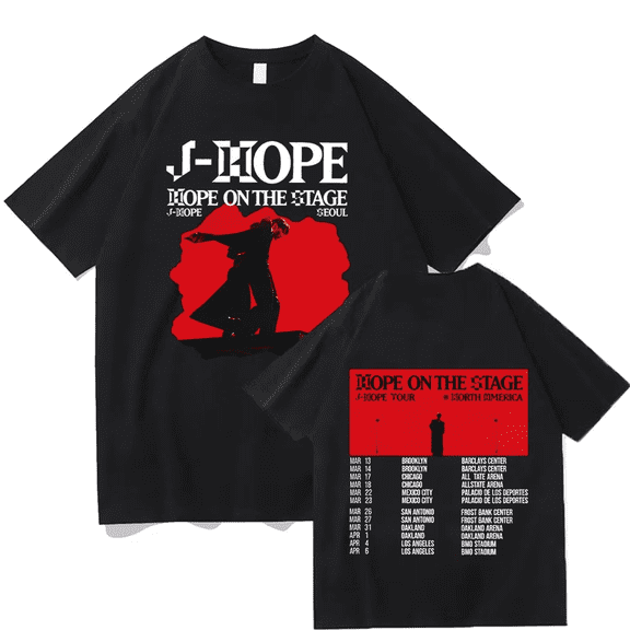 J-HOPE TOUR 'HOPE ON THE STAGE T-Shirts for Women Men Short Sleeves Streetwear T-Shirt Fans Tops Tees Round Neck