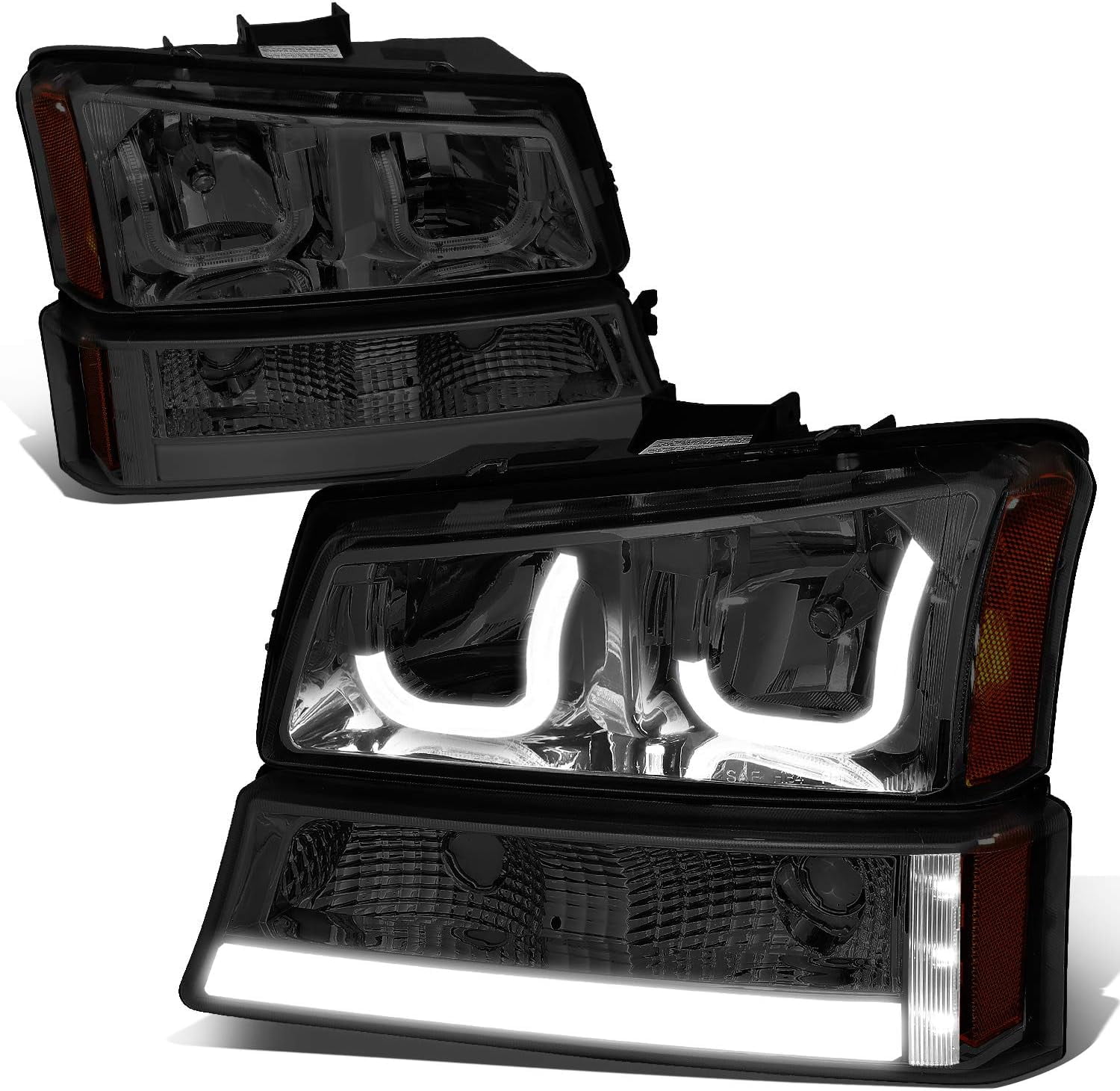 PAIR CHROME CLEAR CORNER HEADLIGHT LAMP LH+RH FOR