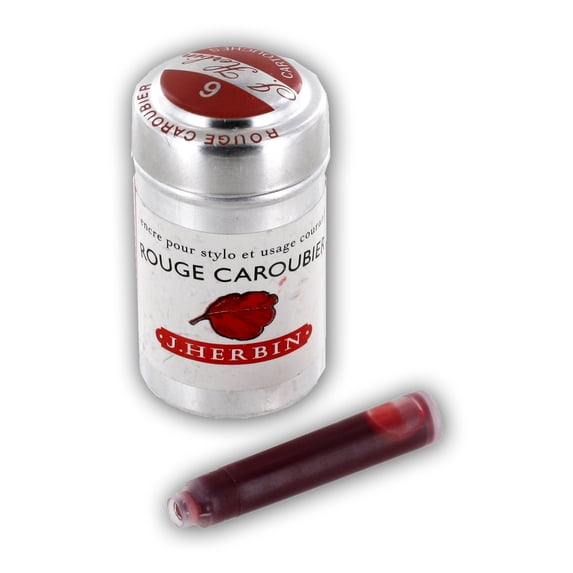 J. Herbin La Perle des Encres Fountain Pen Ink Cartridges, Pack of 6 - Rouge Caroubie (H201-22)