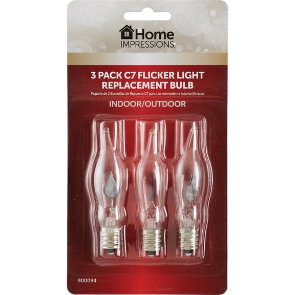 J Hofert C7 Clear Flicker Incandescent Light Bulb - Dimmable, 3 Pack