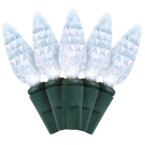 J Hofert LED String Light Set C6 Candle - 70 Bulbs, Clear White Lights, Energy Efficient