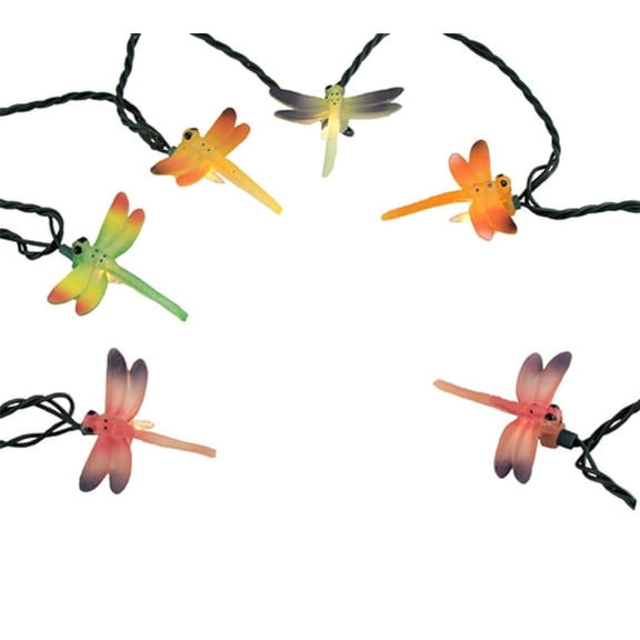 J. Hofert Co 10ct Dragonfly Summer Patio String Light Set Green Wire - Clear