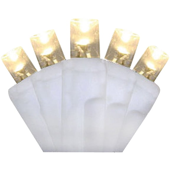 J Hofert M5 LED Christmas Light String Set - Warm White, Energy Efficient - 100 Count, White Wire