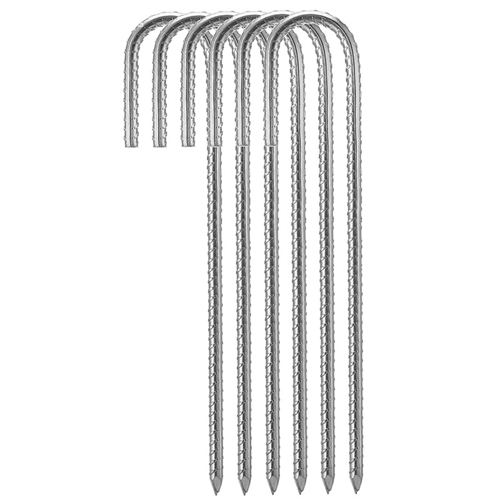 Rebar Stakes EISENSP 12 Inch J-Hook , HeavyDuty Anti-Rust Ground Anchors  For Chainlink Fence, Garden Dog Fence, Sports Nets, Camping Tent, Etc (20  Pack 12 Inch Galvanized Stake Garden
