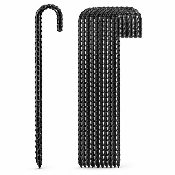 J-Hook Rebar Ground Stakes, 12 Inch, 80 Pack, Black Alloy Steel Anchors for Chainlink Fences, Garden Dog Fences, Sports Nets, and Tents