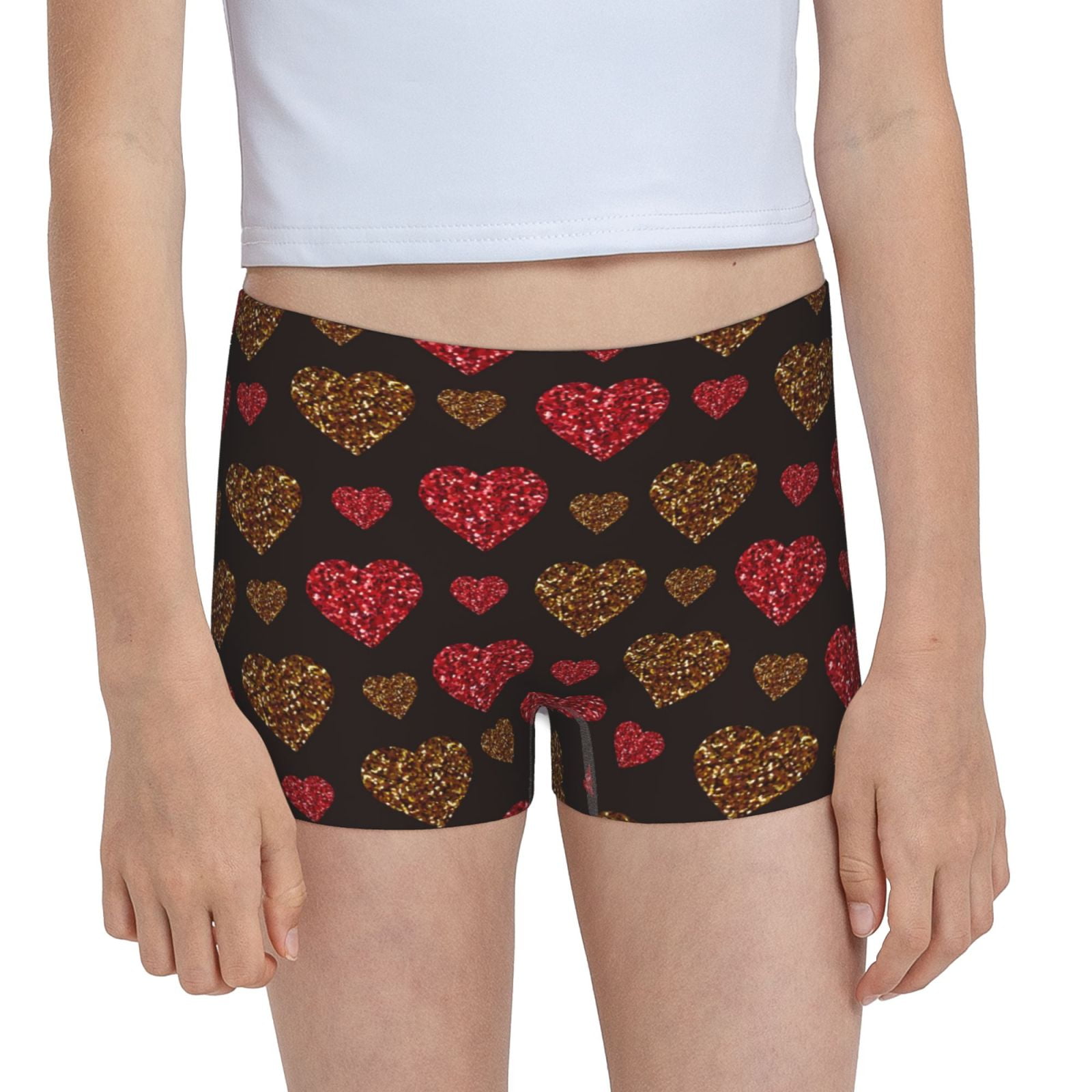 Easygdp Gold Glitter Heart Girls Hipster Cotton Underwear Little Girls