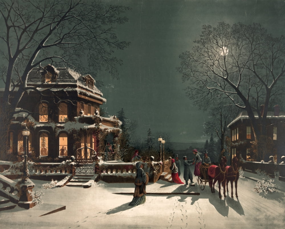 J Hoover Lith Christmas Eve 1880 Canvas Art - (18 x 24)