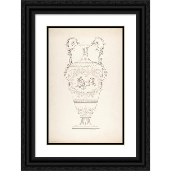 J. Hulme 11x14 Black Ornate Wood Framed Double Matted Museum Art Print Titled: Design for a Vase (1828-40)