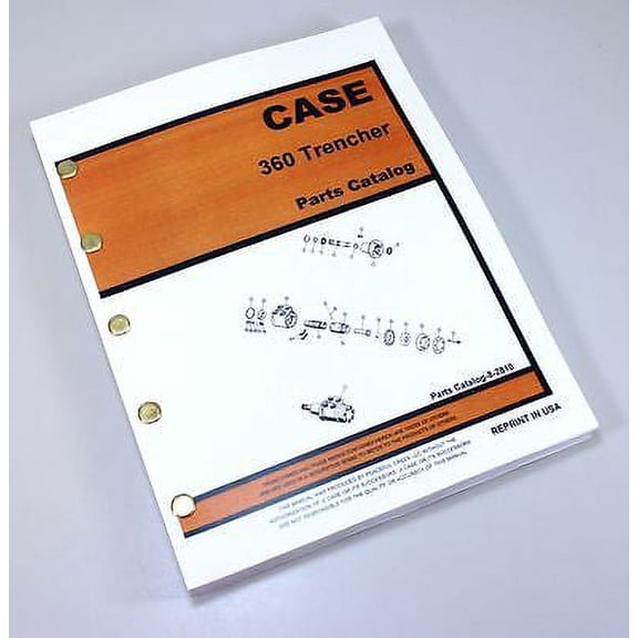 J I Case 360 Trencher Parts Manual Catalog Exploded Views Assembly Walk Behind