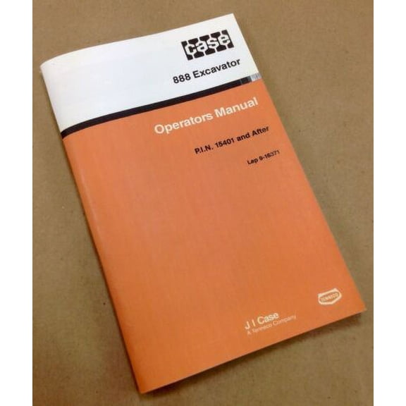 J I Case 888 Excavator Operators Owners Manual Operation Service Controls 9-1637