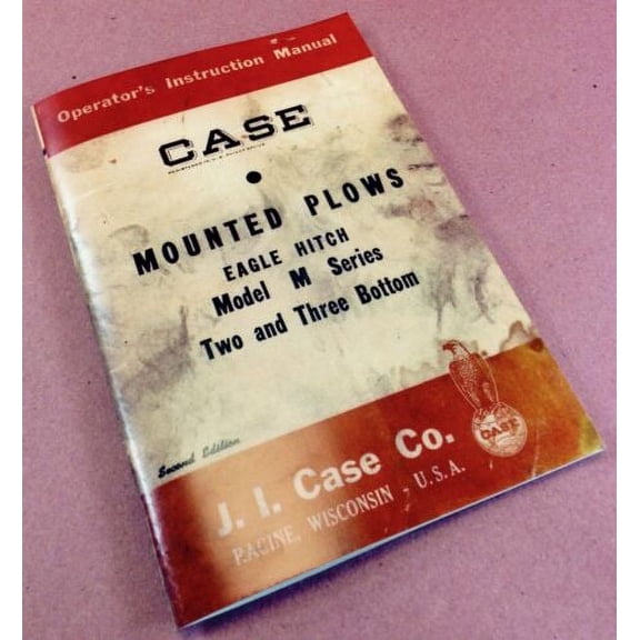 J I Case Mounted Model M Series Plows 2 & 3 Bottom Operators Owners Manual