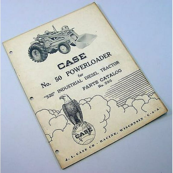 J I Case No. 50 Power Loader Parts Manual Catalog For 520 Exploded View