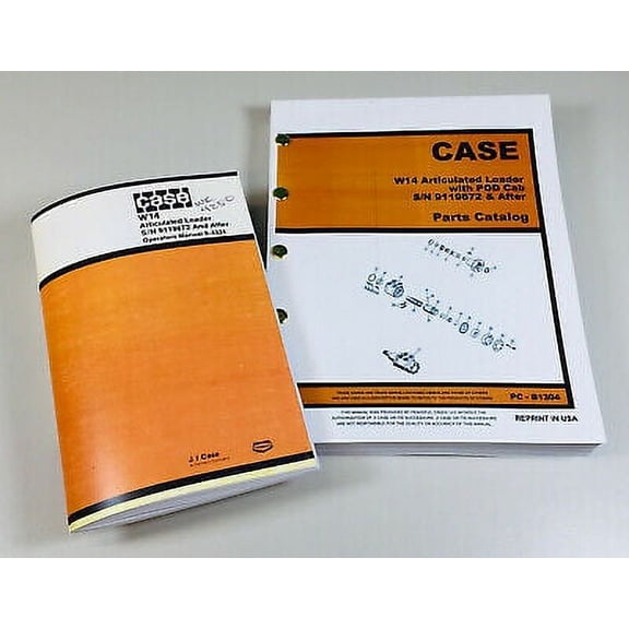 J I Case W14 Articulated Loader Operators Parts Manual Catalog Set