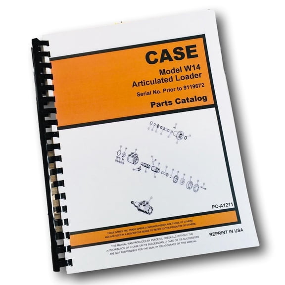 J I Case W14 Articulated Loader Parts Manual Catalog Assembly Exploded View