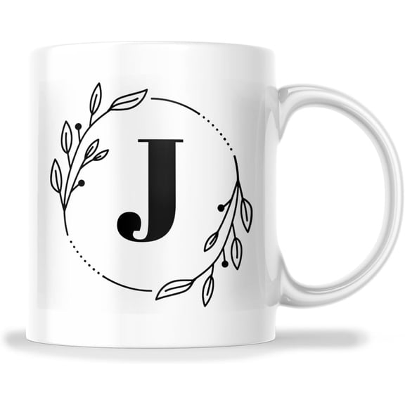 J Initial Name Uppercase Monogram Mug - Monogram Personalized Special Gift Mug - 11 Oz Mug Gift For Holiday Birthday Christmas - Premium Ceramic Dye Sublimation Mug - Printed In The USA FHJM0379