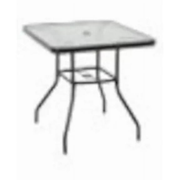 J&J Global 138346 35 in. Square Tempered Glass Top Patio Table - Black