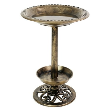 J&J Global LLC Brushed Bronze Birdbath with Planter by Sun-Ray