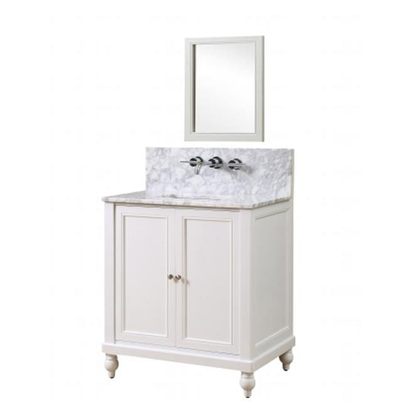 Pearl White 32" Vanity with Carrara Marble Top