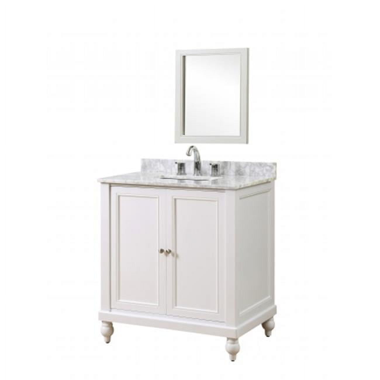 Pearl White 32" Vanity with Carrara Marble Top