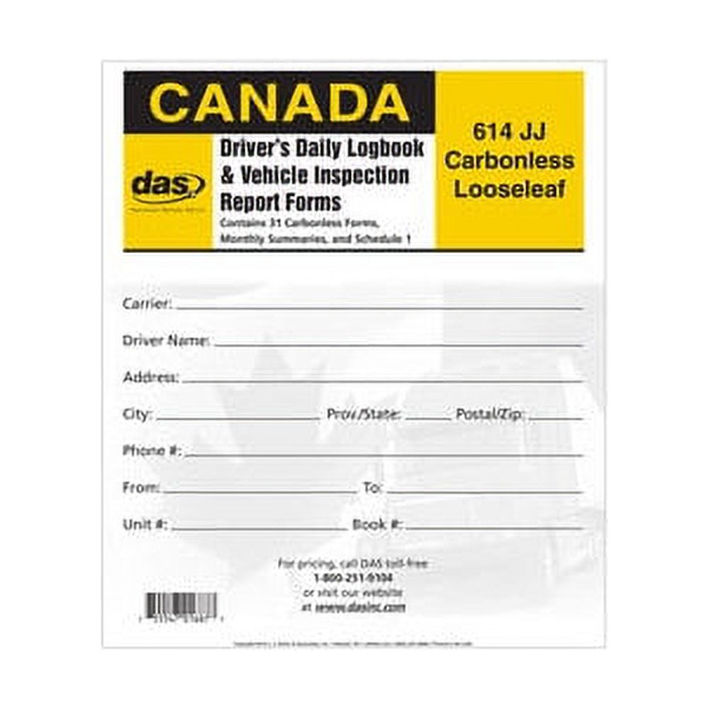 J J KELLER 614JJ DRIVERS DAILY CARBONLESS LOOSELEAF LOGBOOK WITH DVIR