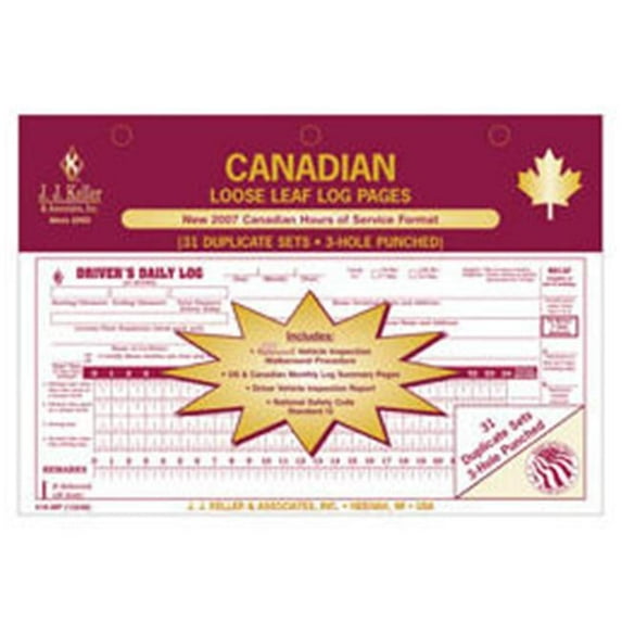 J.J. Keller 616MP Canadian Loose-Leaf Deluxe Duplicate Daily Log