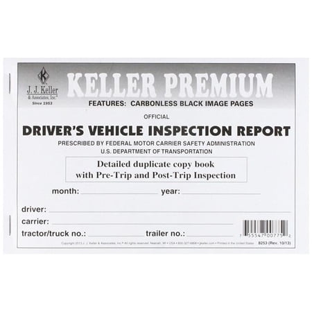J.J. Keller 8253 Detailed Drivers Vehicle Inspection Report