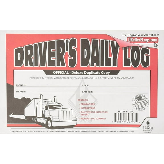 J. J. Keller & Associates, Inc Drivers Logbook, Red/Yellow/White