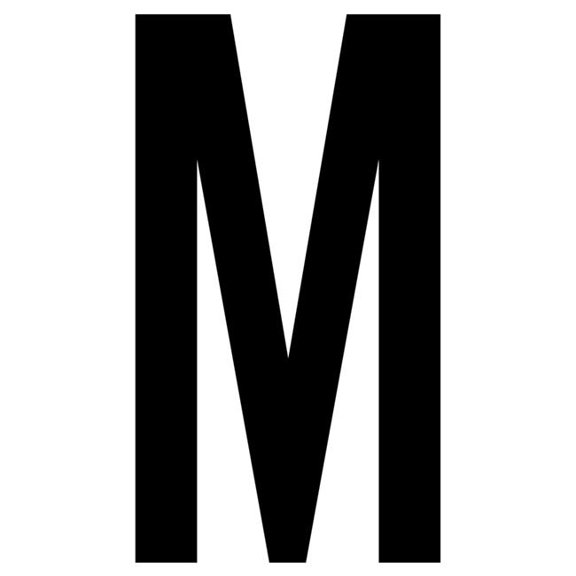 J.J. Keller 61623 Letter M White Vinyl Adhesive Label - 12 in.