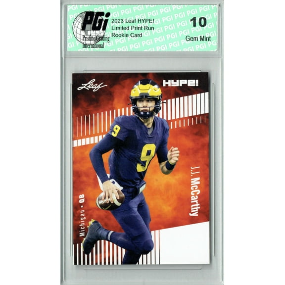 J.J. McCarthy 2023 Leaf HYPE! #122 Only 5000 Made! NFL Draft Rookie Card PGI 10