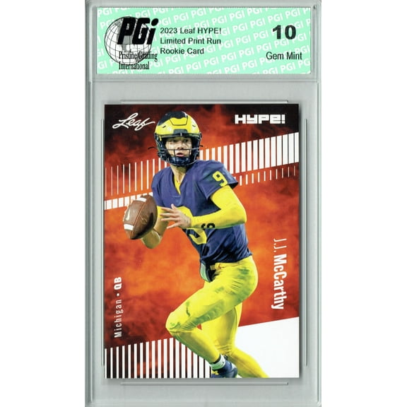 J.J. McCarthy 2023 Leaf HYPE! #122A Only 5000 Made! NFL Draft Rookie Card PGI 10