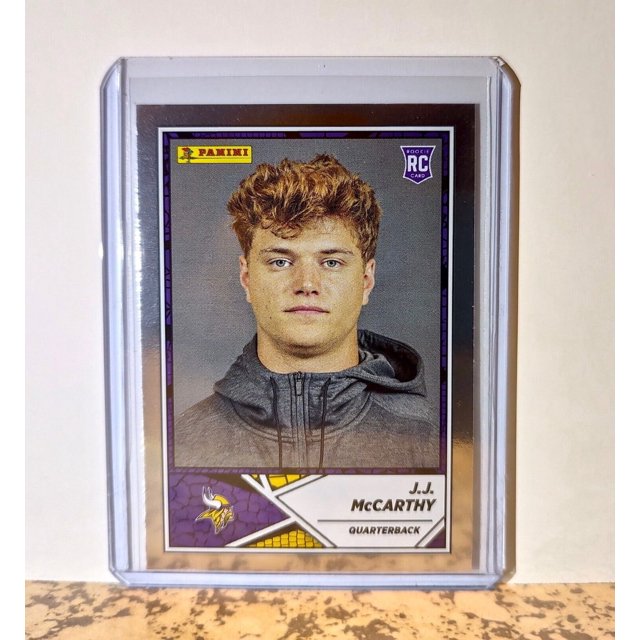 J.J. McCarthy 2024 Panini NFL 78 Silver Foil Rookie Sticker Card