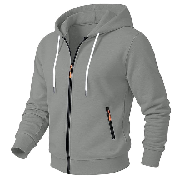 JIA JIA SHUANG Men's Full Zip Fleece Hoodie Soft Drawstring Long Sleeve Outwear Fall Winter Warm Athletic Jacket with Pockets