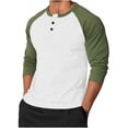 thumbnail image 1 of JIA JIA SHUANG Men's Henley Shirt Soft Round Neck Long Sleeve Color Block Pullover Casual Slim Fit Tee Big and Tall, 1 of 3