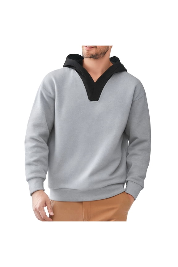 Men's Hoodie Lightweight Long Sleeve Color Block Fitted Pullover Fall Winter Thermal Casual Sweatshirt Outwear