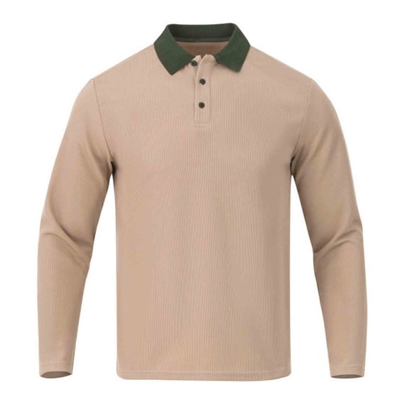 JIA JIA SHUANG Men's Knit Long Sleeve shirt Quarter Button Stand Collar Golf Shirt Suitable for Business and Casual Wear